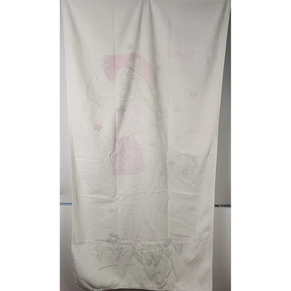 Vtg 1998 Barbie Mattel Beach Bath Towel Flower Shop by Franco 48 x 27